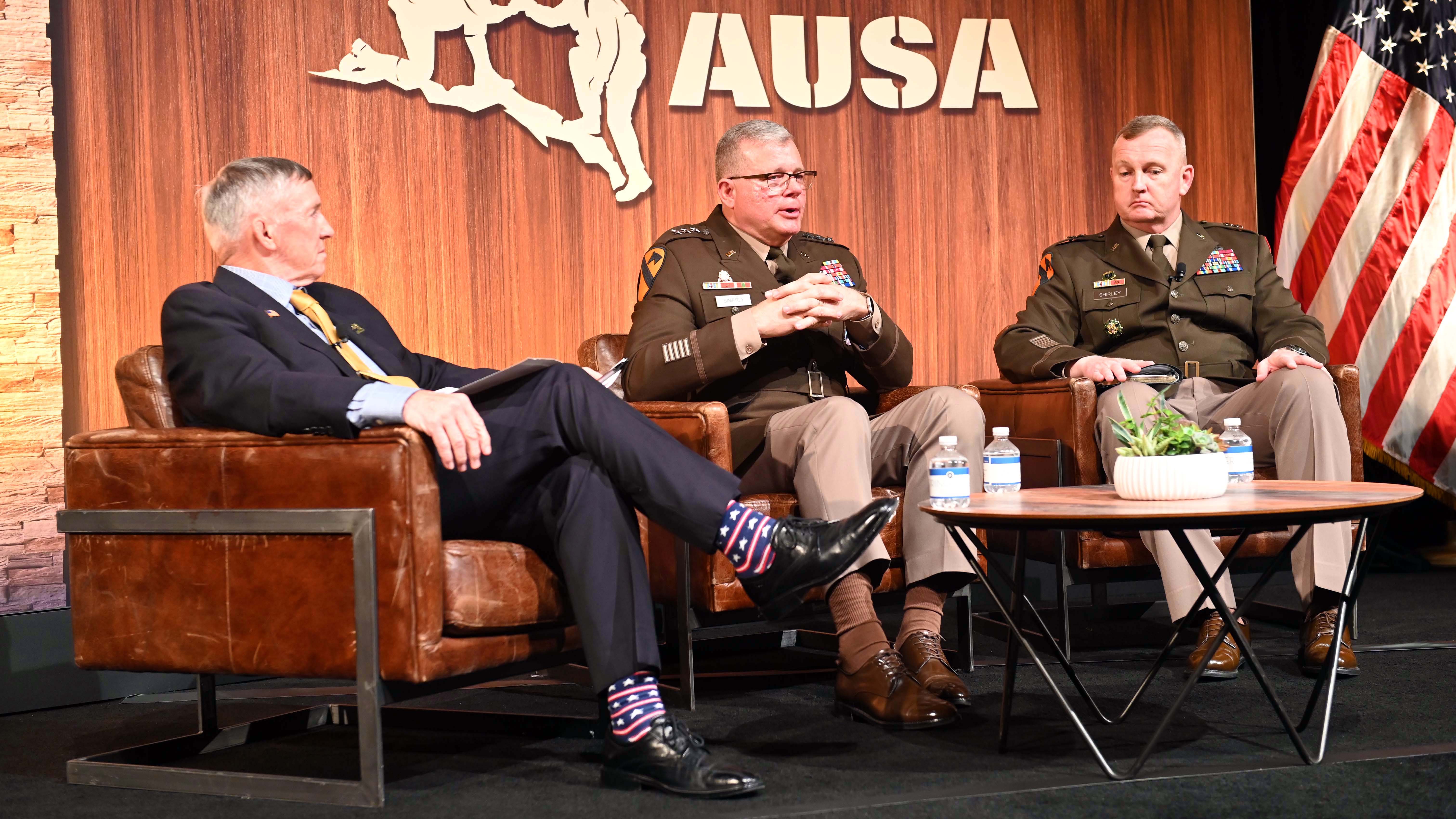 Army leaders at a fireside chat at AUSA Global Force