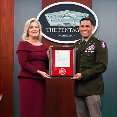 Col. Frank Rubio received the Army Astronaut Device Feb. 22 during a ceremony at the Pentagon, making him one of just three currently serving soldiers authorized to wear the device. 