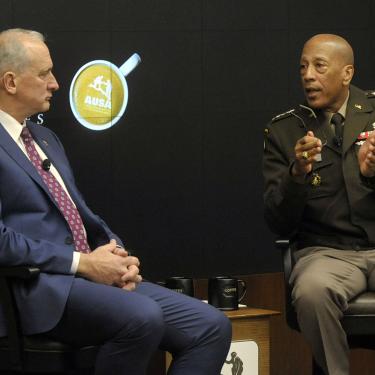 Gen. Charles Hamilton, commander of Army Materiel Command speaks at AUSA Coffee series event