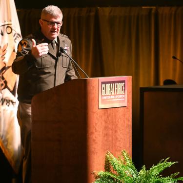 Gen. James Rainey, commanding general of Futures Command, speaks at AUSA Global Force 2024