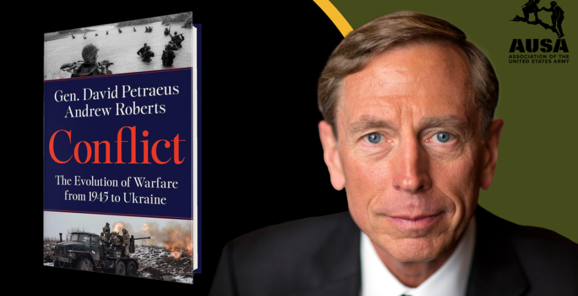 book cover and headshot of David Petraeus