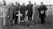 The American Battle Monuments Commission’s first members, including Chairman retired Gen. John Pershing, third from left, visit the Oise-Aisne American Cemetery, France, circa 1924. (Credit: American Battle Monuments Commission)