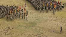 Soldiers with the 1st Cavalry Division stand in formation during a 2021 ceremony at Fort Hood, Texas, to mark the division’s 100th birthday. (Credit: U.S. Army/Sgt. 1st Class Michael Garrett)