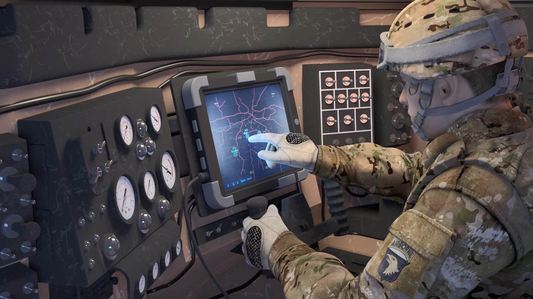 Picture of soldier using a computer