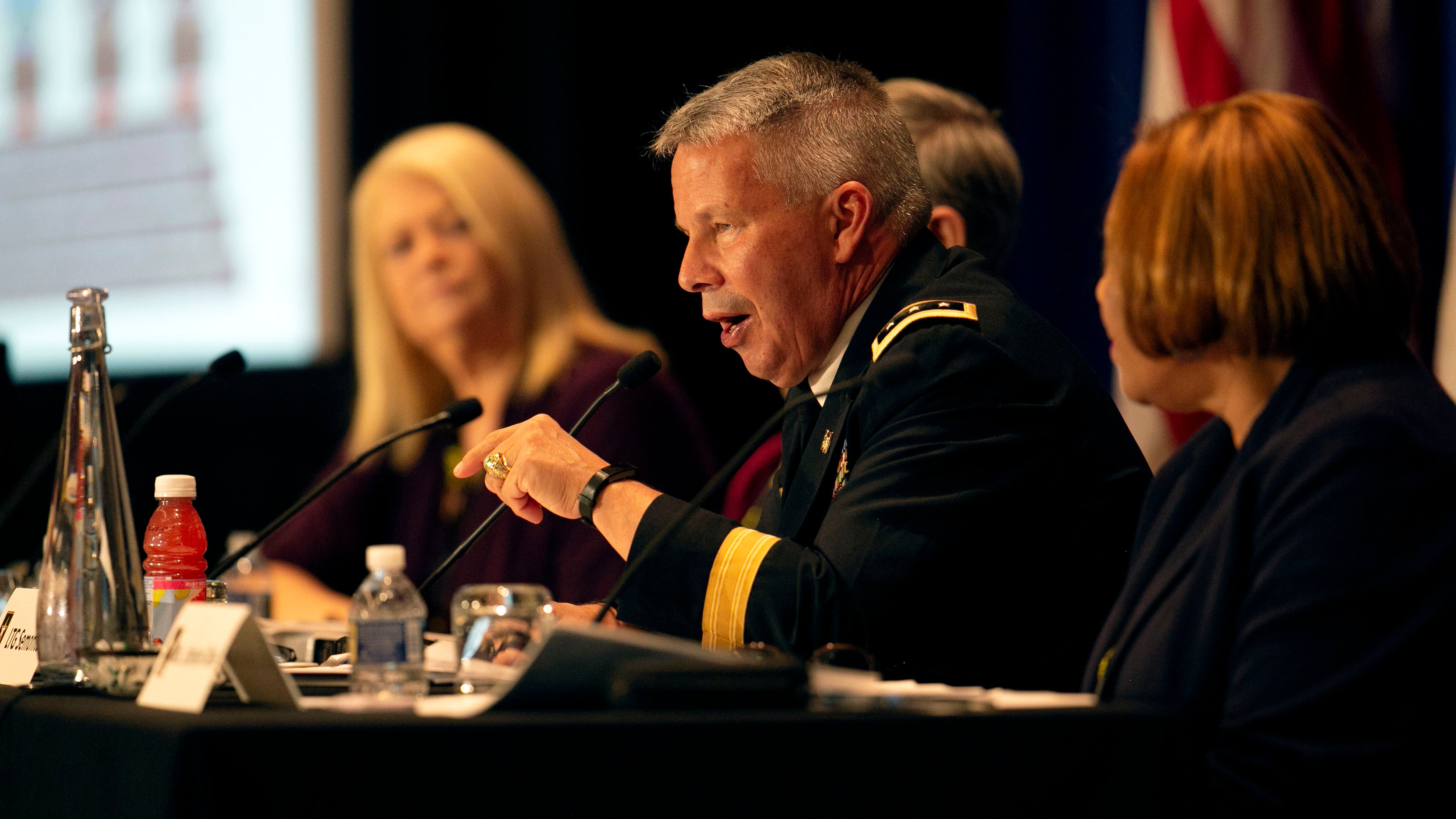 LTG Todd Semonite speaks at the Army Civilain Forum: Talent Management discussion at the 2019 AUSA Annual Meeting and Exposition at the Washington Convention Center on Oct. 16, 2019.