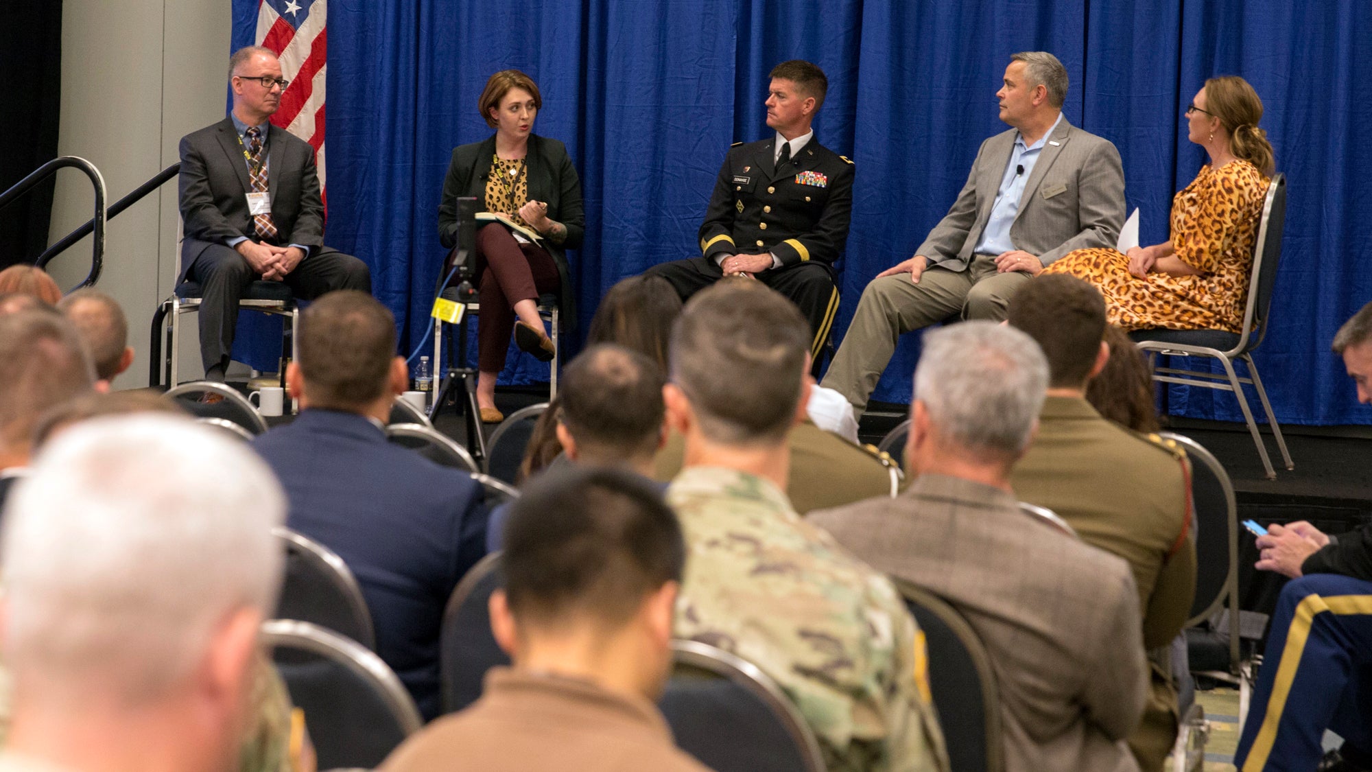 A panel of experts discuss the risks and rewards of engaging on social media during a session titled “Risky Business – Leadership in the Information Age,” Oct. 14 at the AUSA 2019 Annual Meeting and Exposition.