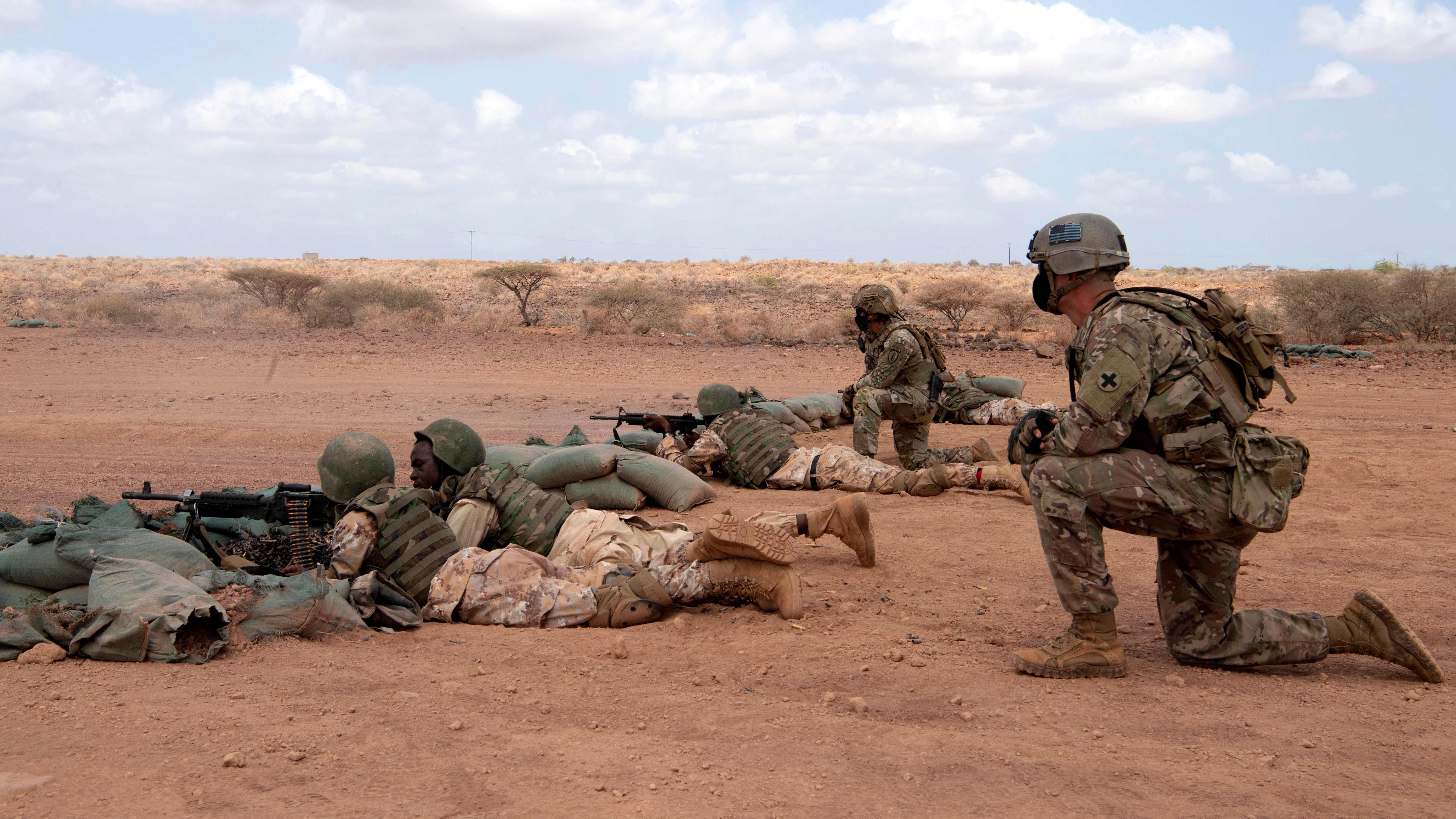 U.S. Soldiers training African soldiers