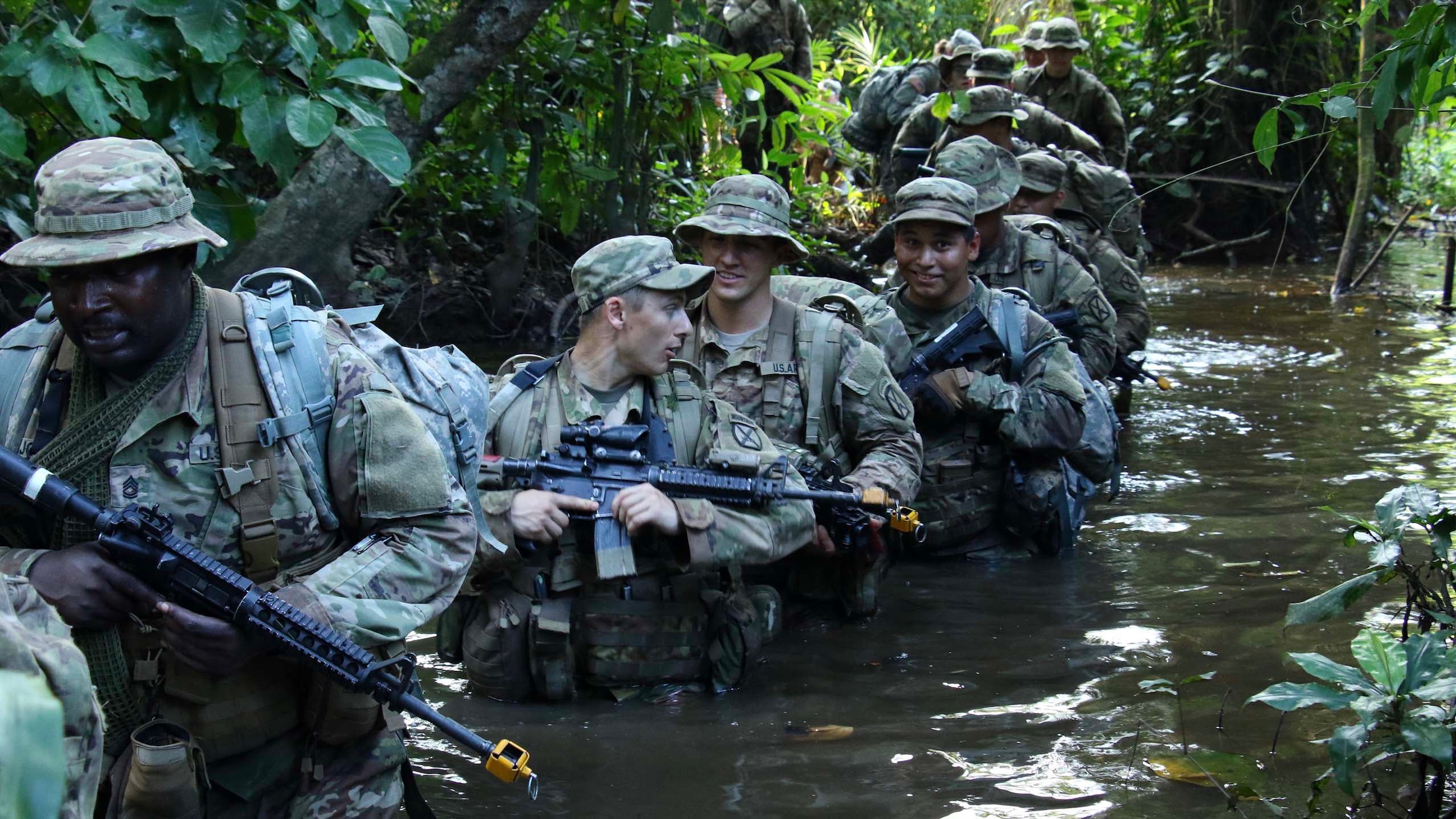 Soldiers training in jungle