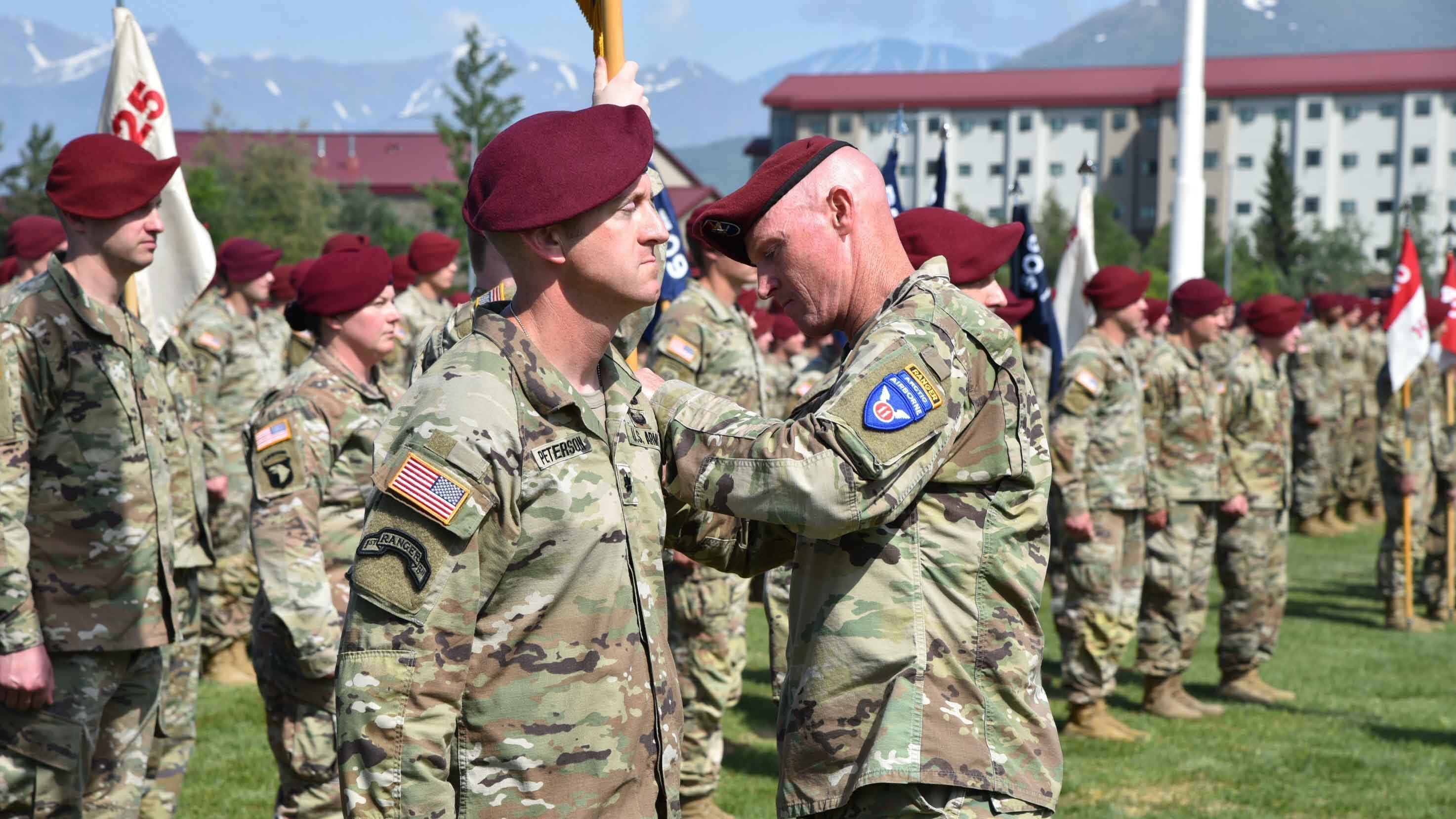 Soldiers don the new 11th Airborne Division patch