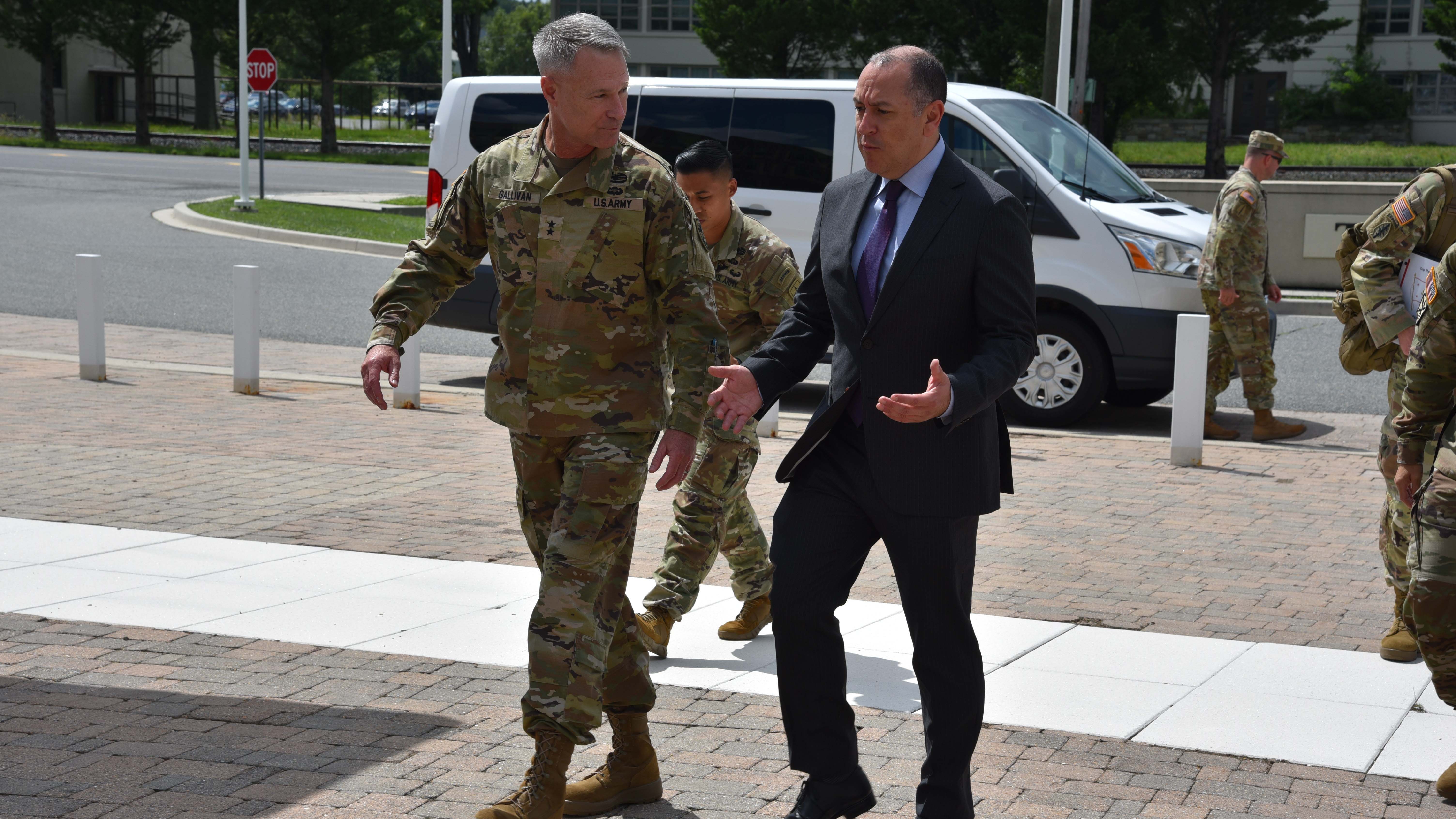 Army Undersecretary Gabe Camarillo on a troop visit.