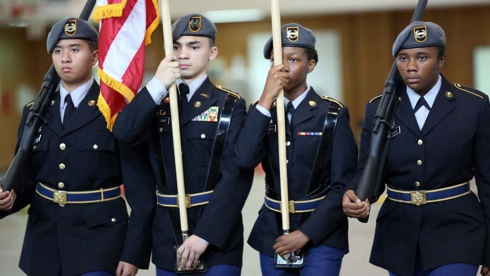 JROTC cadets provide the color guard