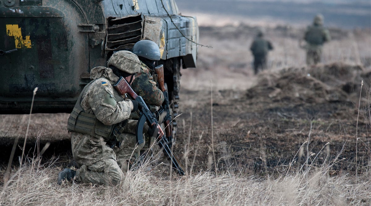 Ukrainian soldiers at the Yavoriv Combat Training Center, near Yavoriv, Ukraine, 16 March 2017