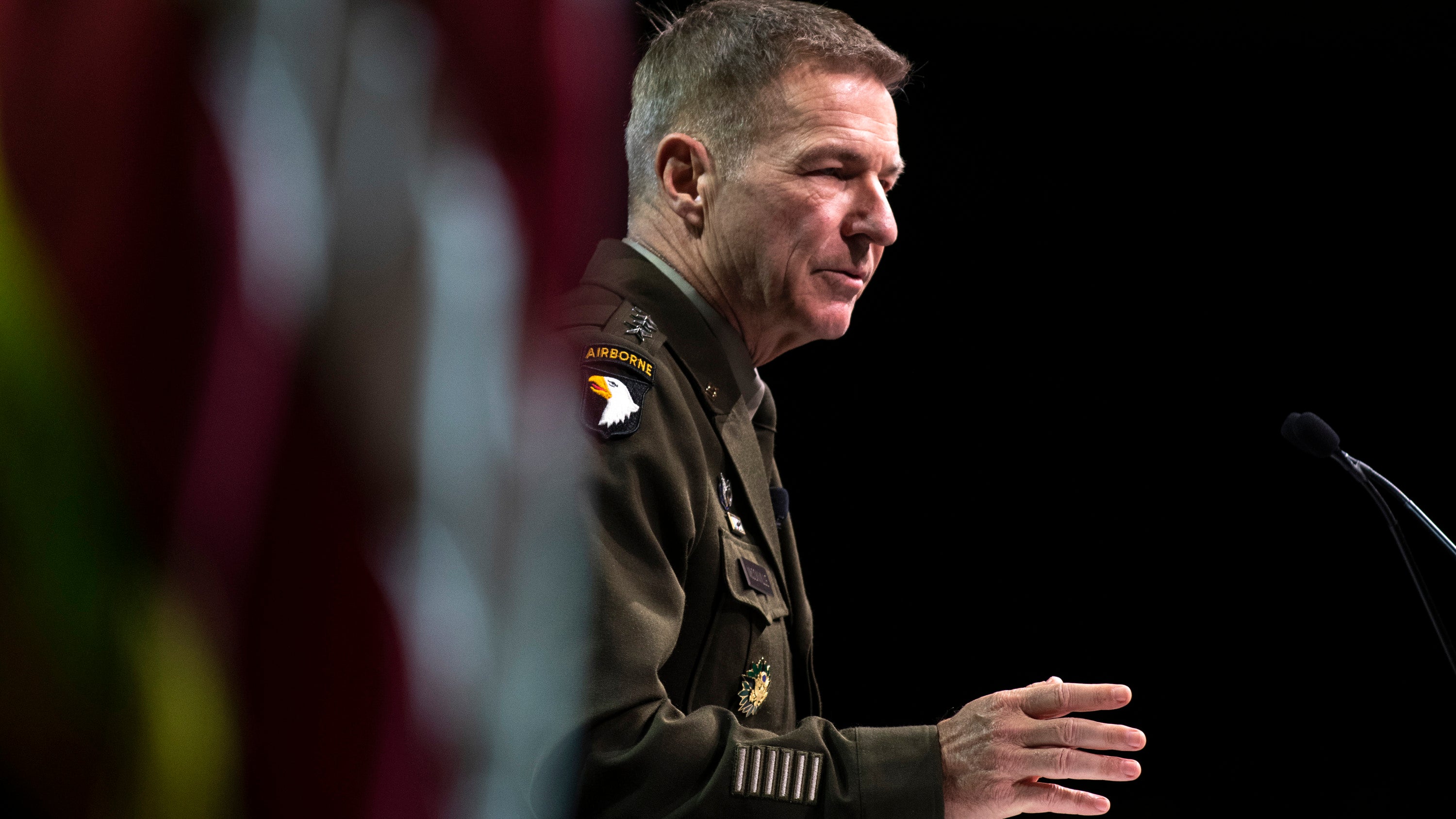 Chief of Staff of the Army Gen. James McConville speaks during the Eisenhower Luncheon at AUSA 2022 Annual Meeting in Washington, D.C., Tuesday, Oct. 11, 2022.  (Carol Guzy for AUSA)