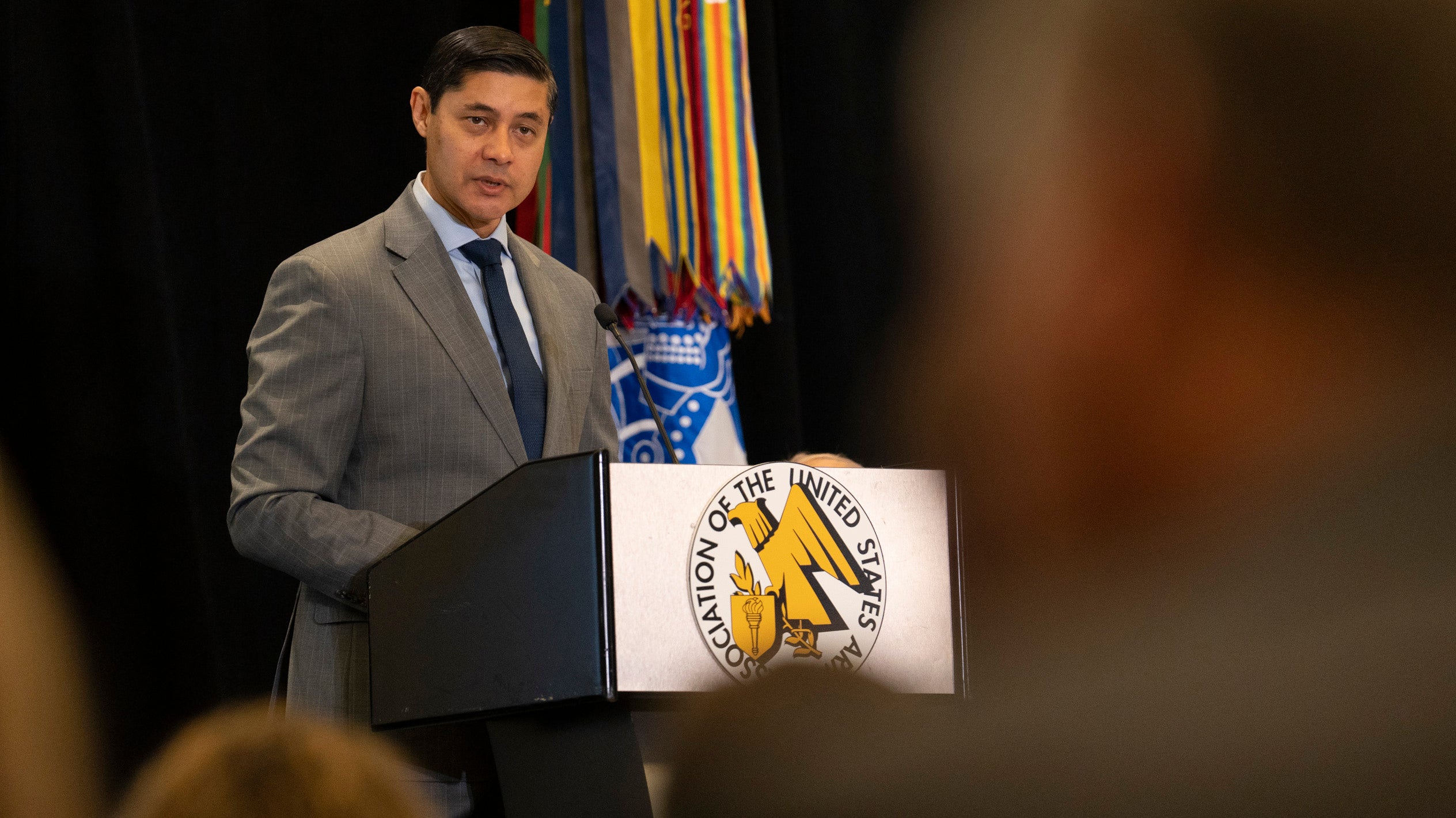 Mario Diaz, Deputy Undersecretary for the Army, speaks during the Army Civilian Forum at AUSA 2022 Annual Meeting in Washington, D.C., Wednesday, Oct. 12, 2022. (Eric Lee for AUSA)