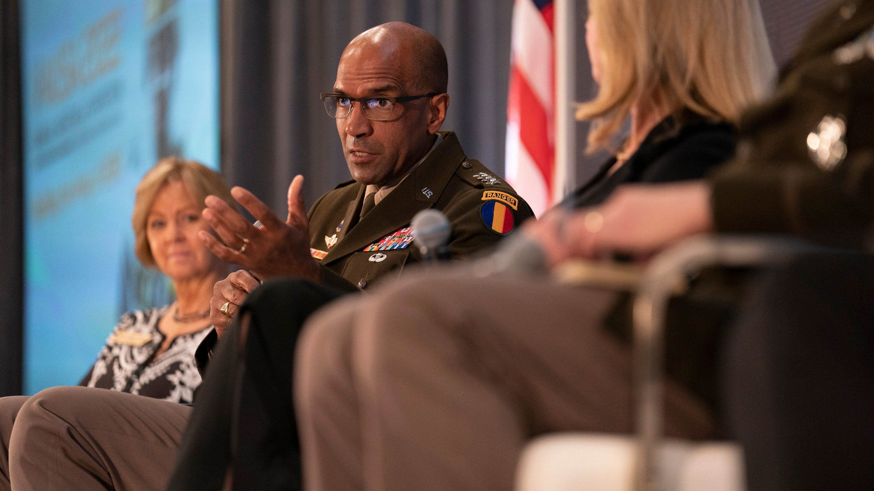 TRADOC commander Gen. Gen. Gary Brito speaks during the AUSA Contemporary Military Forum recruiting session at the AUSA 2022 Annual Meeting in Washington, D.C., Wednesday, Oct. 12, 2022. (Eric Lee for AUSA)