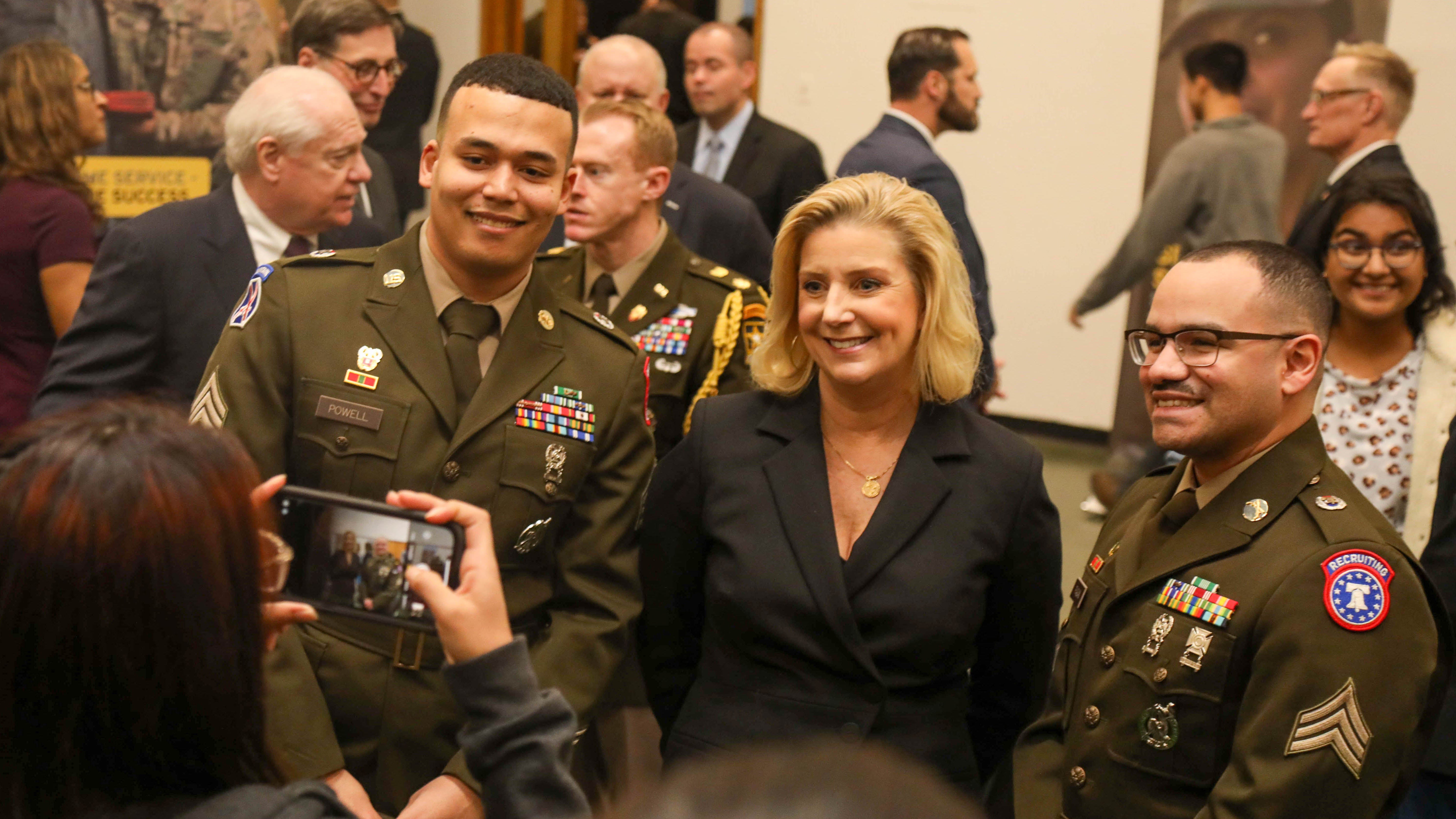 Army Secretary Christine Wormuth meets with Army recruiters.