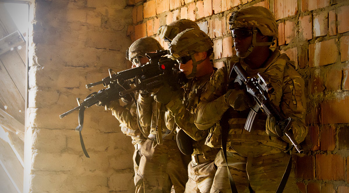 U.S. Army Soldier during an urban combat training exercise