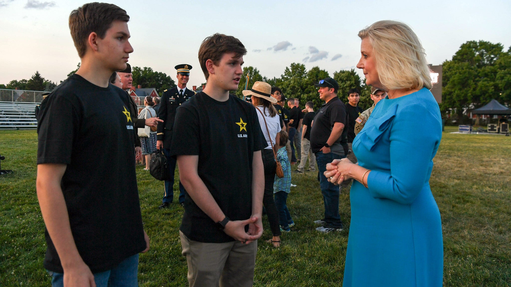 Secretary of the Army Wormuth speaks with recruits