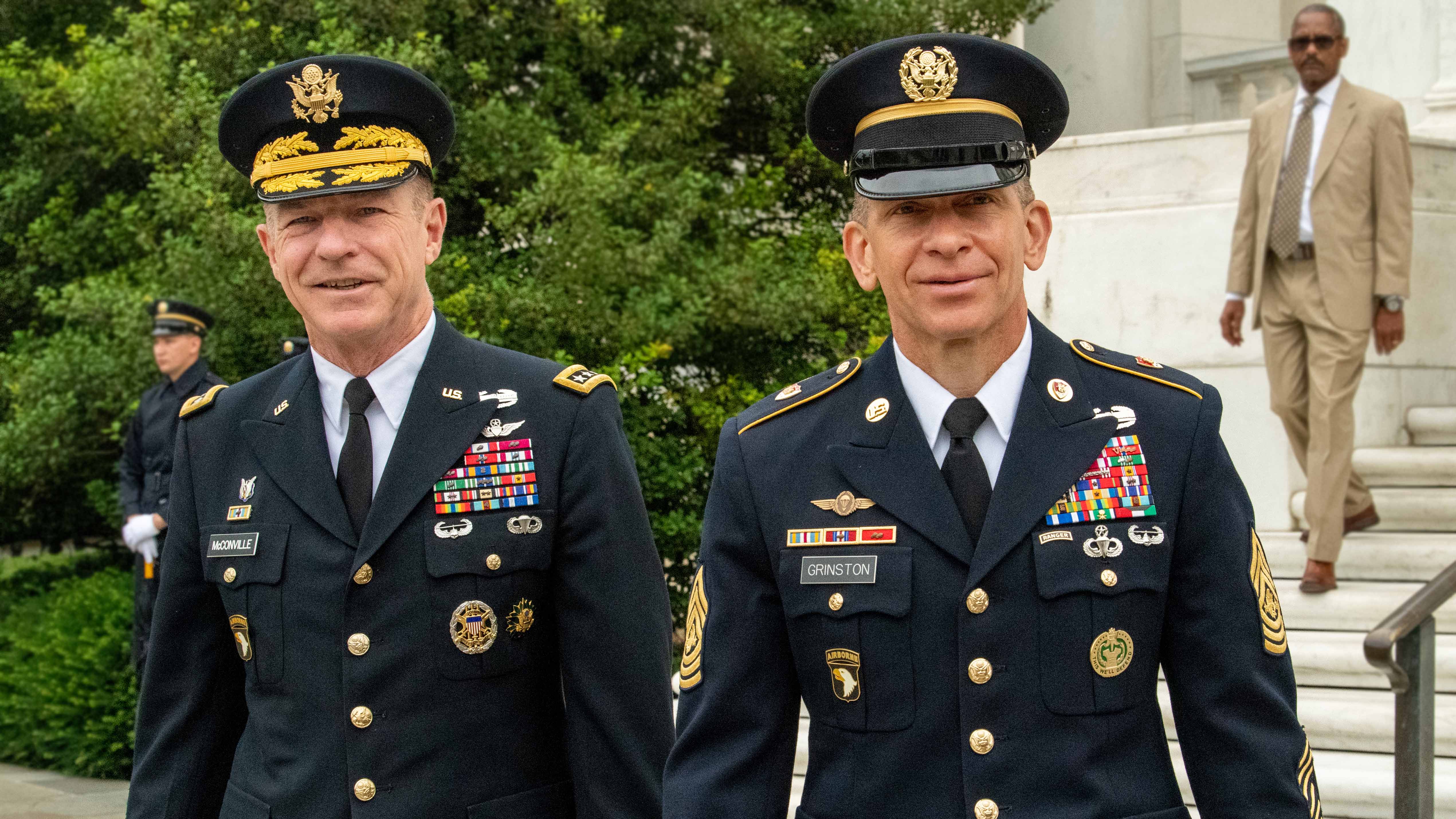 Chief of Staff Gen. James McConville and Sergeant Major of the Army Michael Grinston