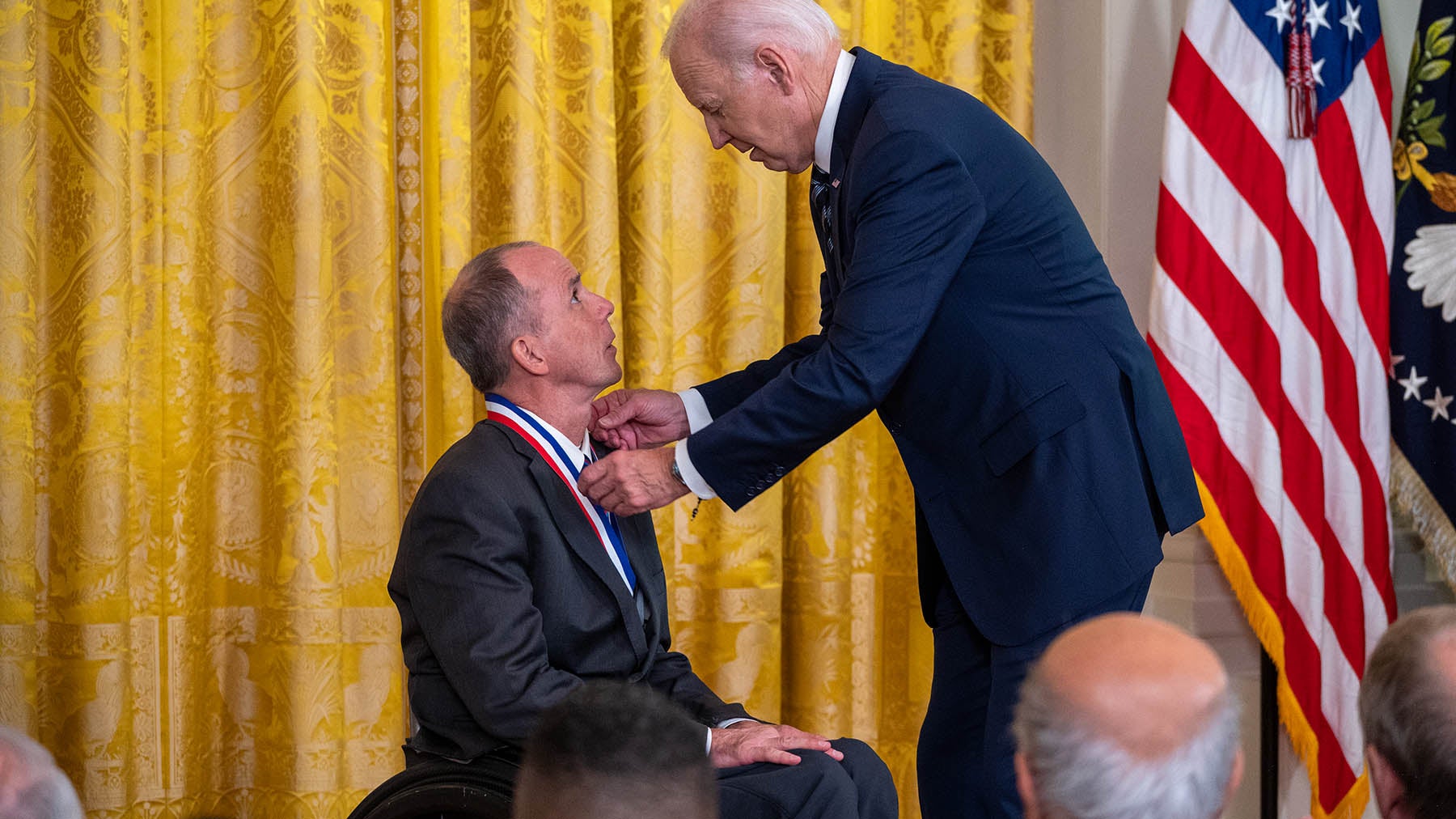 President Joseph R. Biden Jr. awards the National Medal of Technology and Innovation to Dr. Rory Cooper at the White House in Washington, D.C., Oct. 24, 2023.
