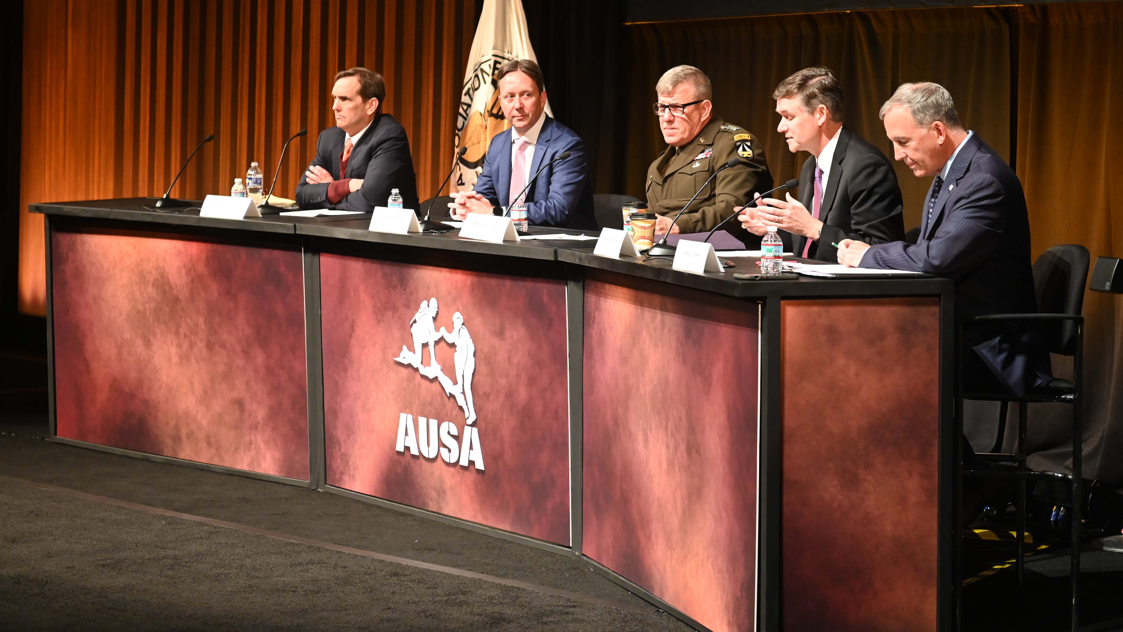 Speakers on a panel at the Association of the U.S. Army’s Global Force Symposium and Exposition