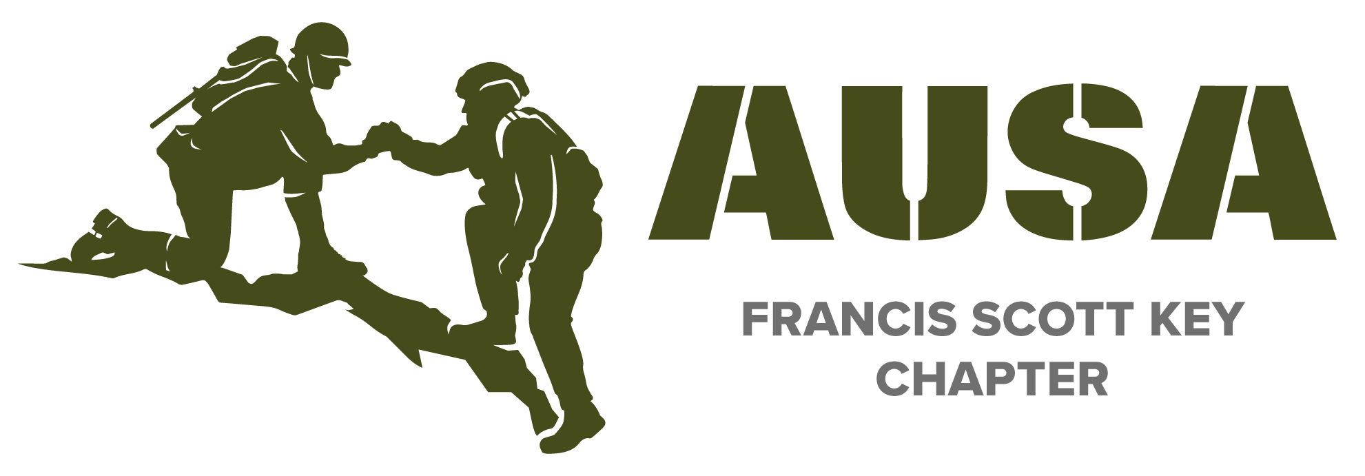 AUSA Francis Scott Key Chapter Logo Green with Two soldiers holding hands