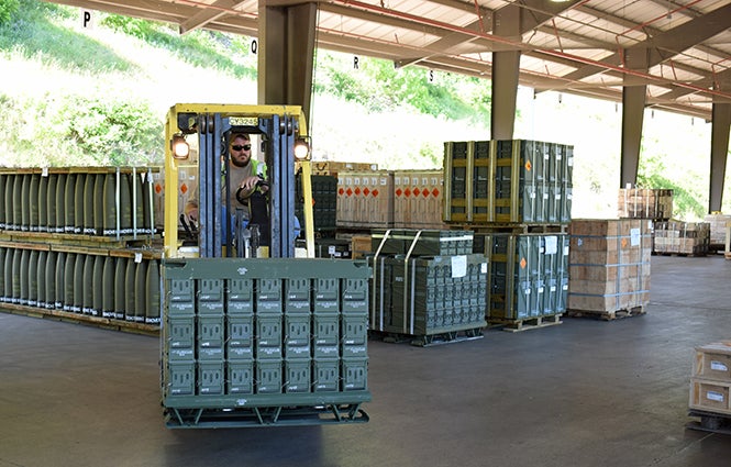 Munitions being prepared for shipment