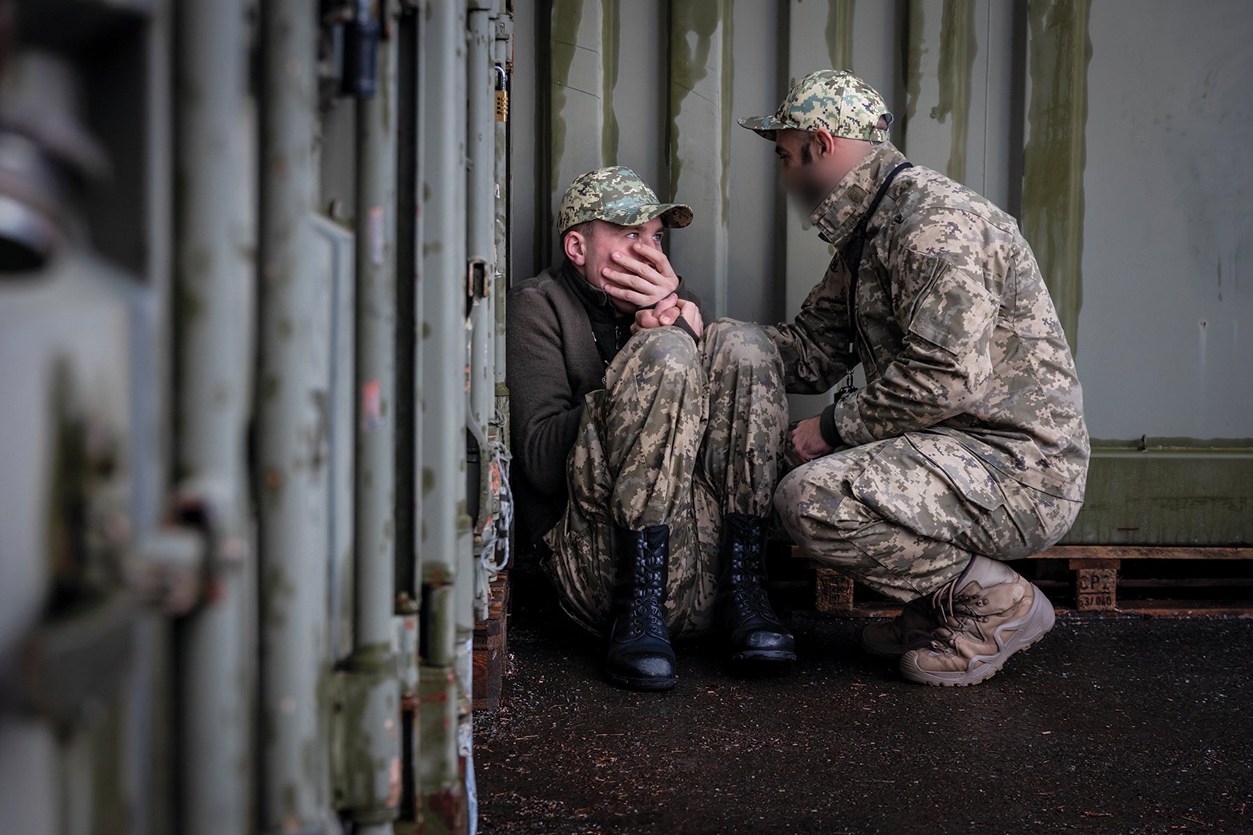 Norwegian Armed Forces Joint Medical Services instructors lead training near Trondheim, Norway, to help Ukrainian troops manage combat stress. The faces of Ukrainian participants are blurred to protect their identities. (Credit: Norwegian Home Guard/Kristian Kapelrud)