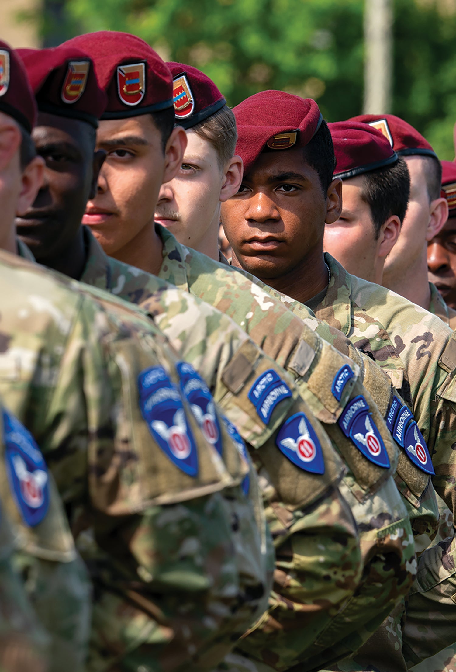 Members of the brigade stand in formation at the division’s reflagging ceremony in June. (Credit: U.S. Air Force/Senior Airman Patrick Sullivan)