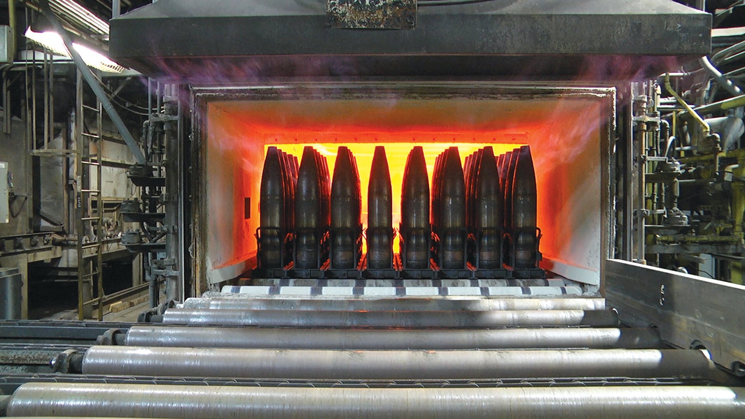 Cartridge cases are heated during production at Scranton Army Ammunition Plant, Pennsylvania. (Credit: U.S. Army/Dori Whipple)