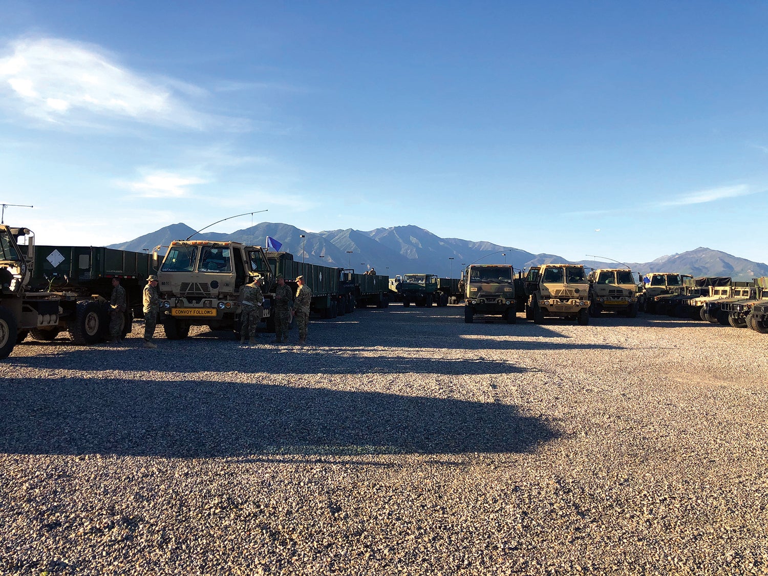 Soldiers with the Utah National Guard’s 118th Transportation Company conduct a pre-convoy inspection in Spanish Fork.(Credit: U.S. Army/Rachel Everett)