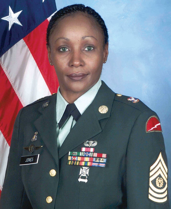 U.S. Army Reserve Command Sgt. Maj. Michele Jones, the first female senior enlisted leader of any Army component. (Credit: Wikipedia)