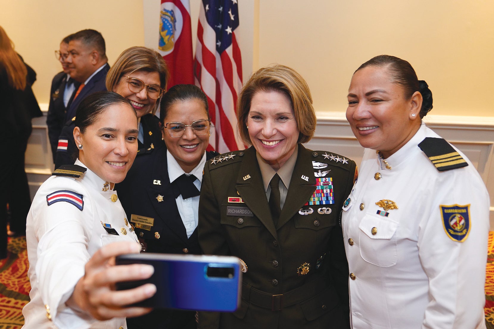 Gen. Laura Richardson, second from right, commander of U.S. Southern Command, poses for a photo with members of the Public Force of Costa Rica. (Credit: U.S. State Department)