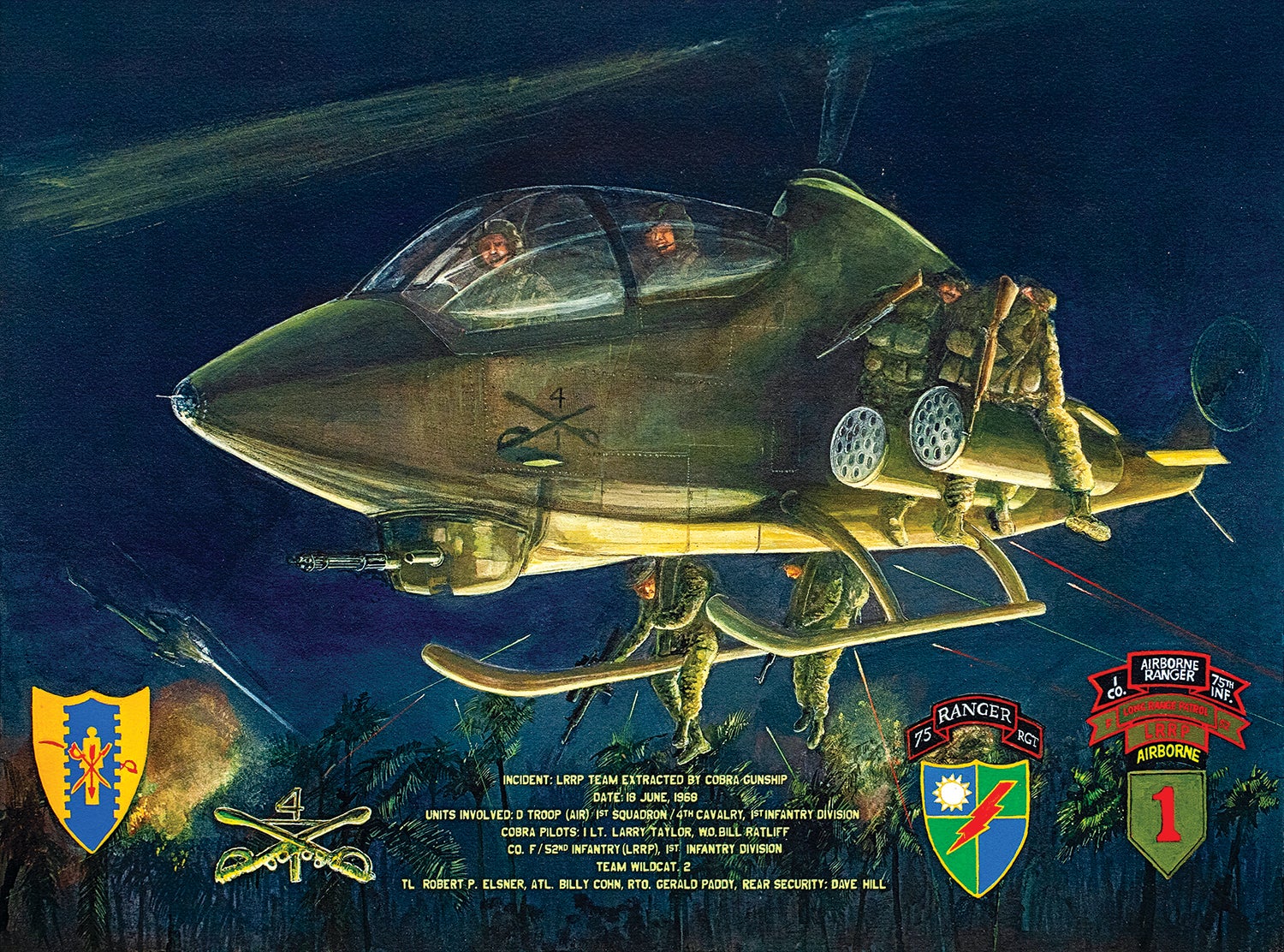 This ‘Cobra Extraction’ painting by artist Darren Hostetter illustrates Taylor’s rescue of the team. (Credit: U.S. Army/Bernardo Fuller)