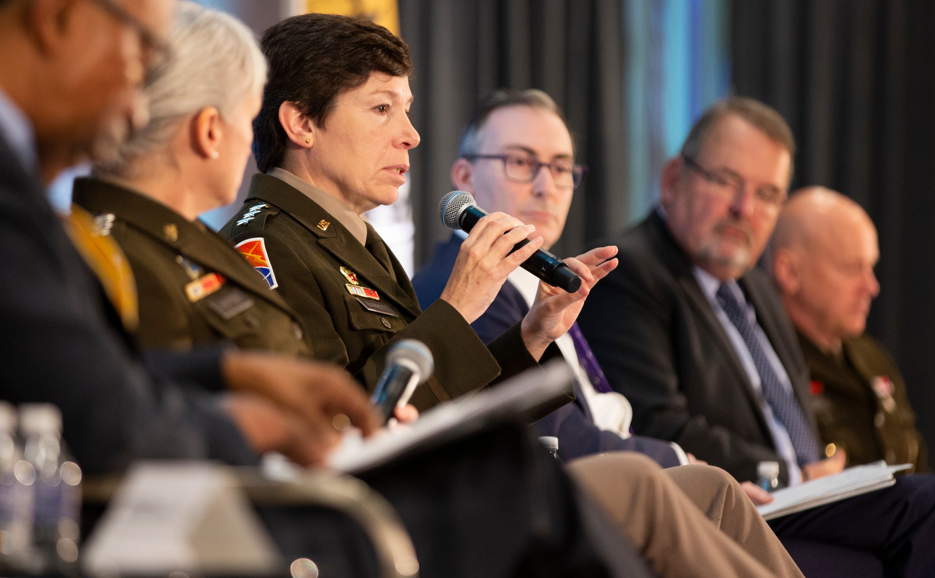 Lt. Gen. Maria Barrett, commanding general of US Army Cyber Command speaks during the AUSA Contemporary Military Forum: Evolution of Cyber and Information Advantage at AUSA 2022 Annual Meeting in Washington, D.C., Wednesday, Oct. 12, 2022. (Jen Milbrett for AUSA)
