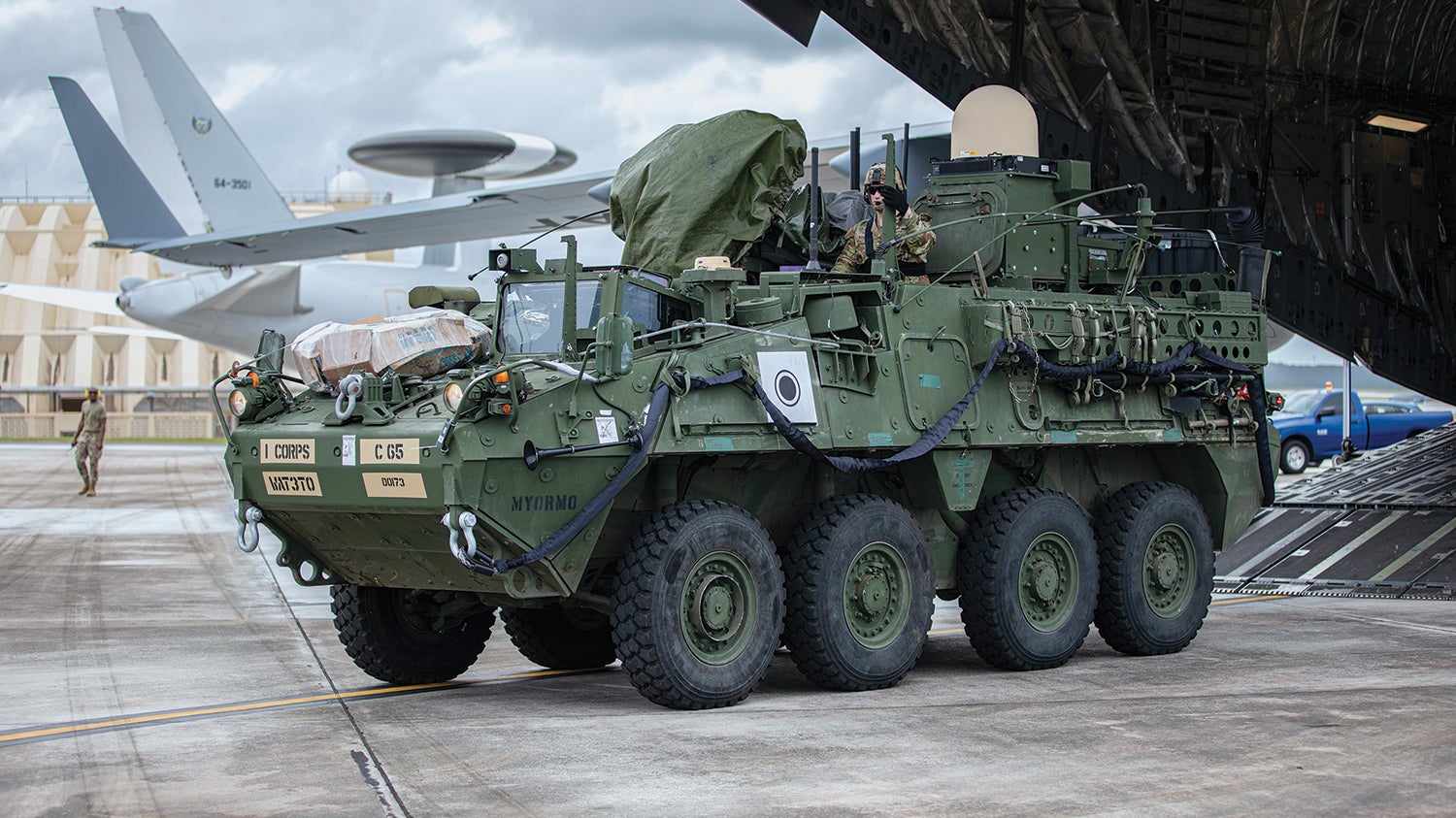 Soldiers with the 17th Field Artillery Brigade, Joint Base Lewis-McChord, Washington, prepare High Mobility Artillery Rocket Systems for transport to Australia for Exercise Talisman Saber. (Credit: U.S. Army/Sgt. Joshua Oh)