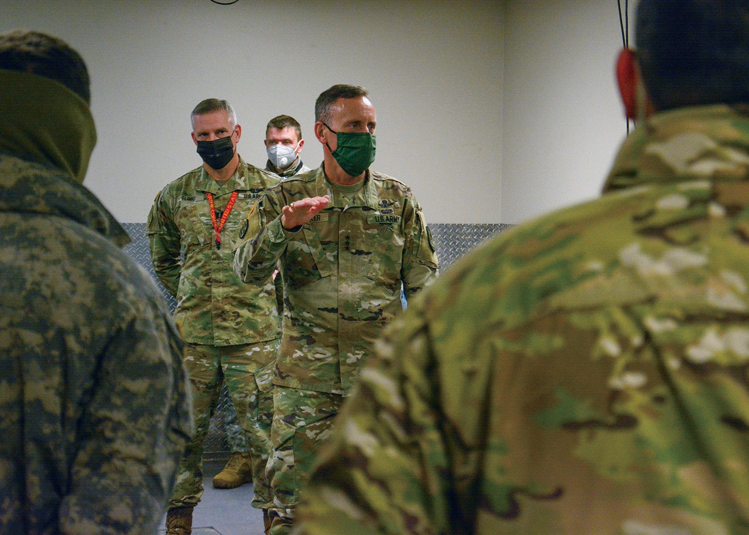 Lt. Gen. Daniel Karbler, commander of the U.S. Army Space and Missile Defense Command, visits soldiers at Fort Greely, Alaska. (Credit: U.S. Army)