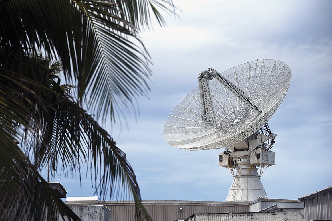 A U.S. Army Space and Missile Defense Command sensor on Kwajalein Atoll in the Pacific. (Credit: U.S. Army)