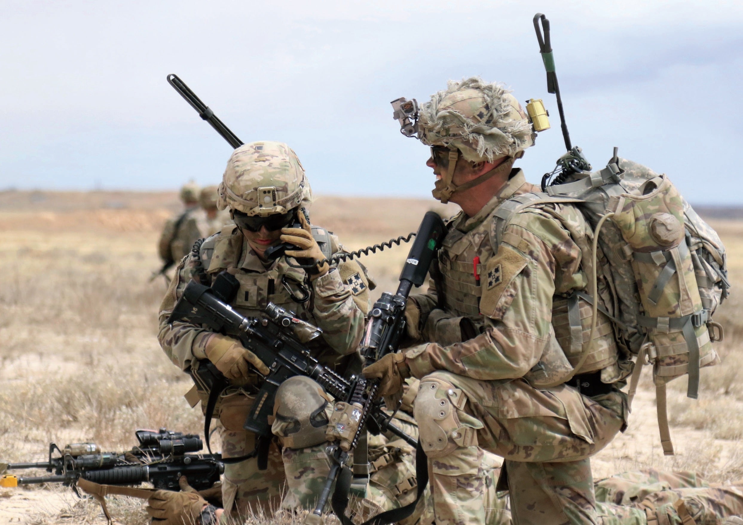 Soldiers with the 2nd Brigade Combat Team, 4th Infantry Division, coordinate movement during a brigadewide exercise at Fort Carson, Colorado. (Credit: U.S. Army/Maj. Jason Elmore)