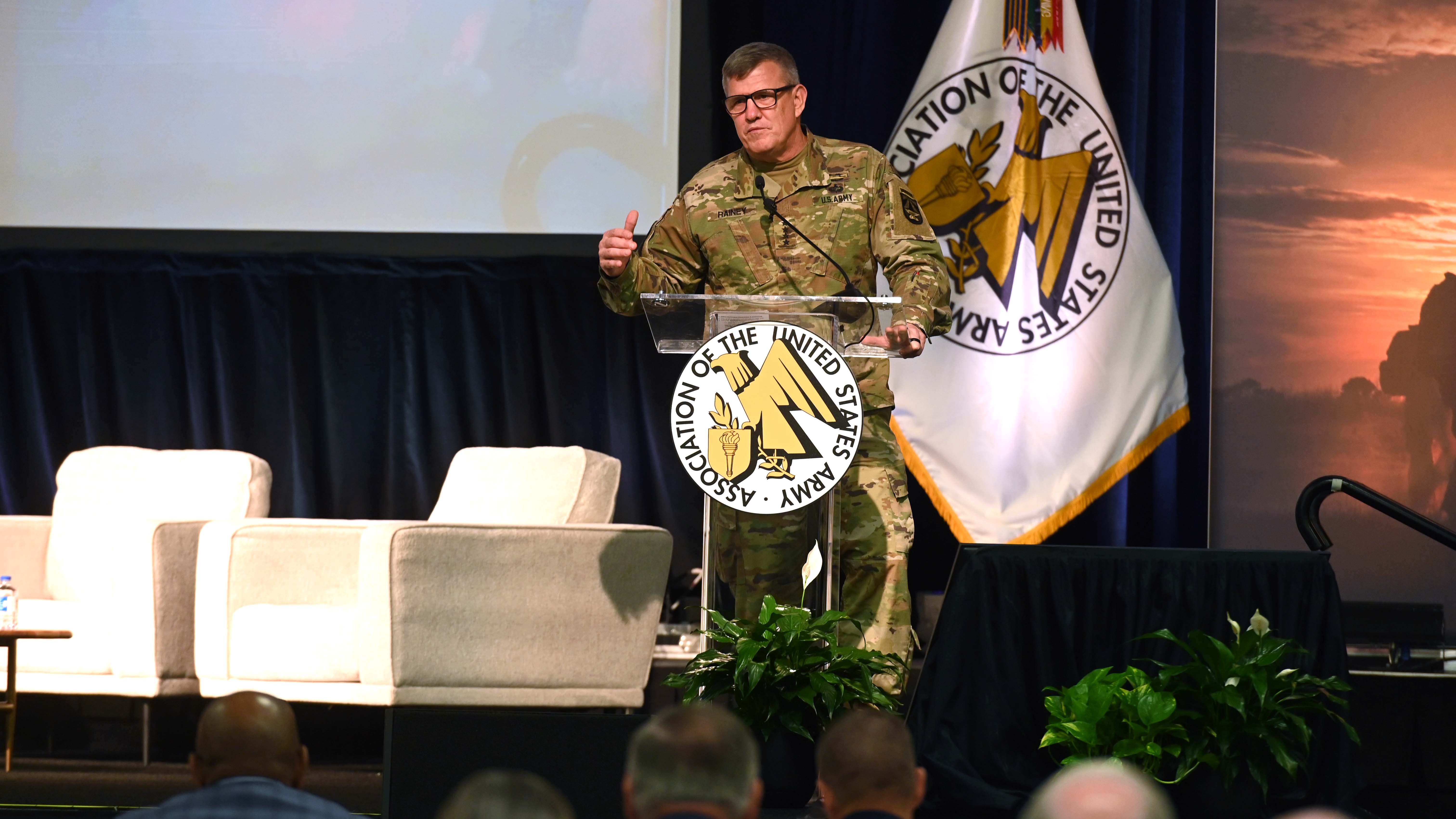 Gen. James Rainey, commanding general of Army Futures Command, speaks at AUSA Warfighter 2023