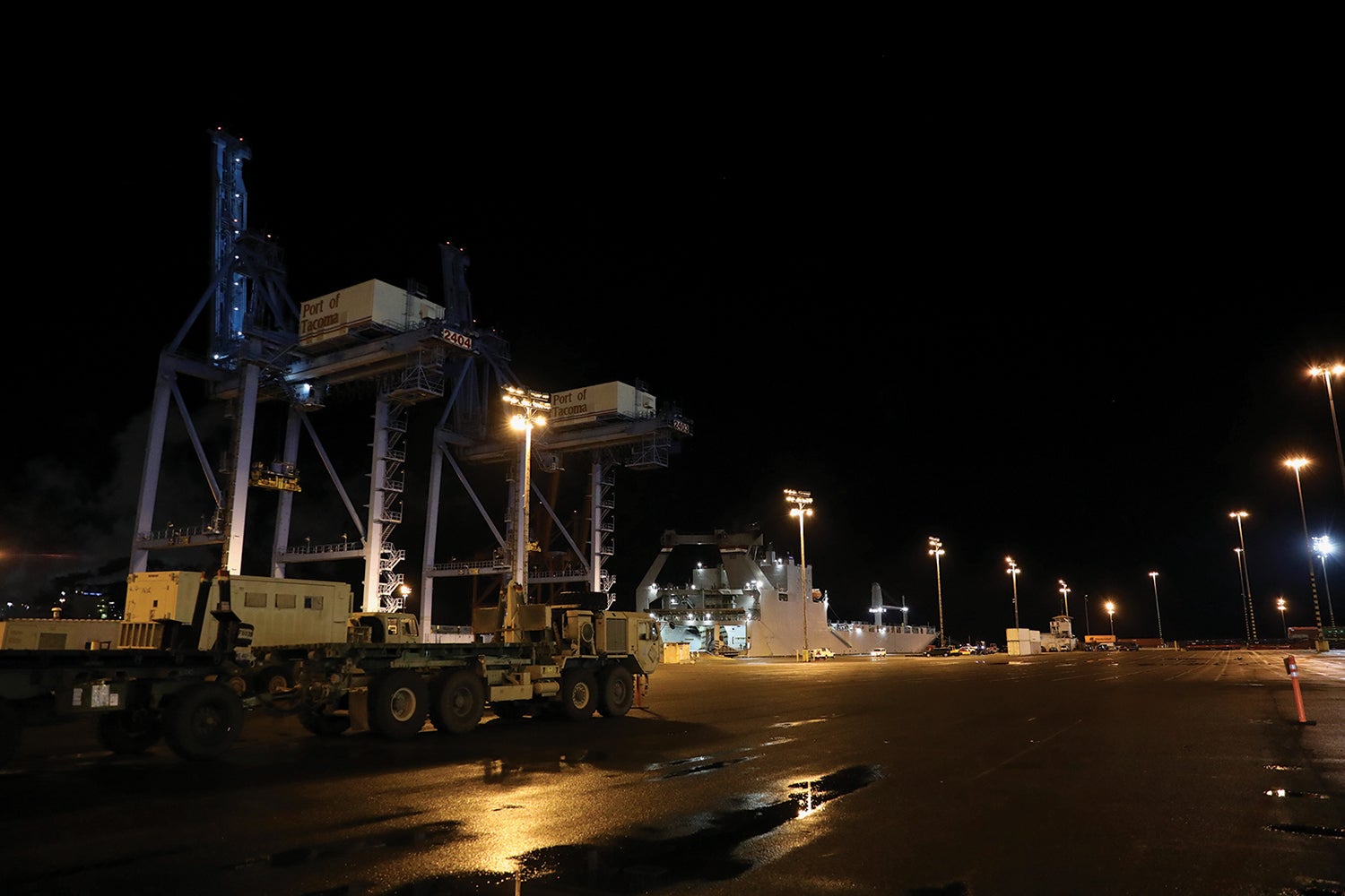 Opposite below: I Corps soldiers stage vehicles at the Port of Tacoma, Washington, for transport to an Operation Pathways exercise. (Credit: U.S. Army/Sgt. Joshua Oh)