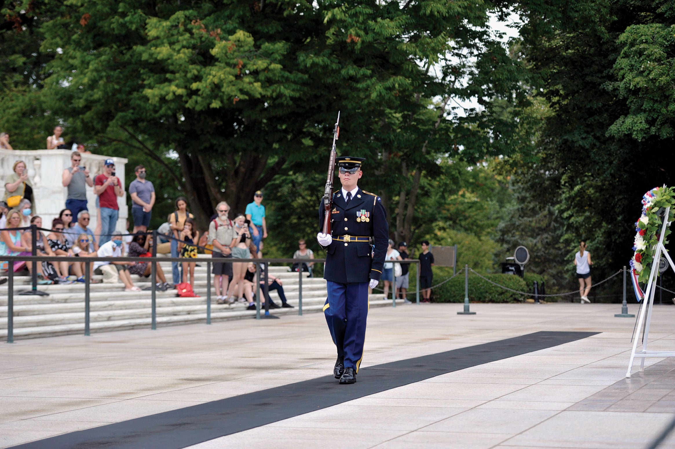 Spc. Brendan Meier on duty at the Tomb of the Unknown Soldier
