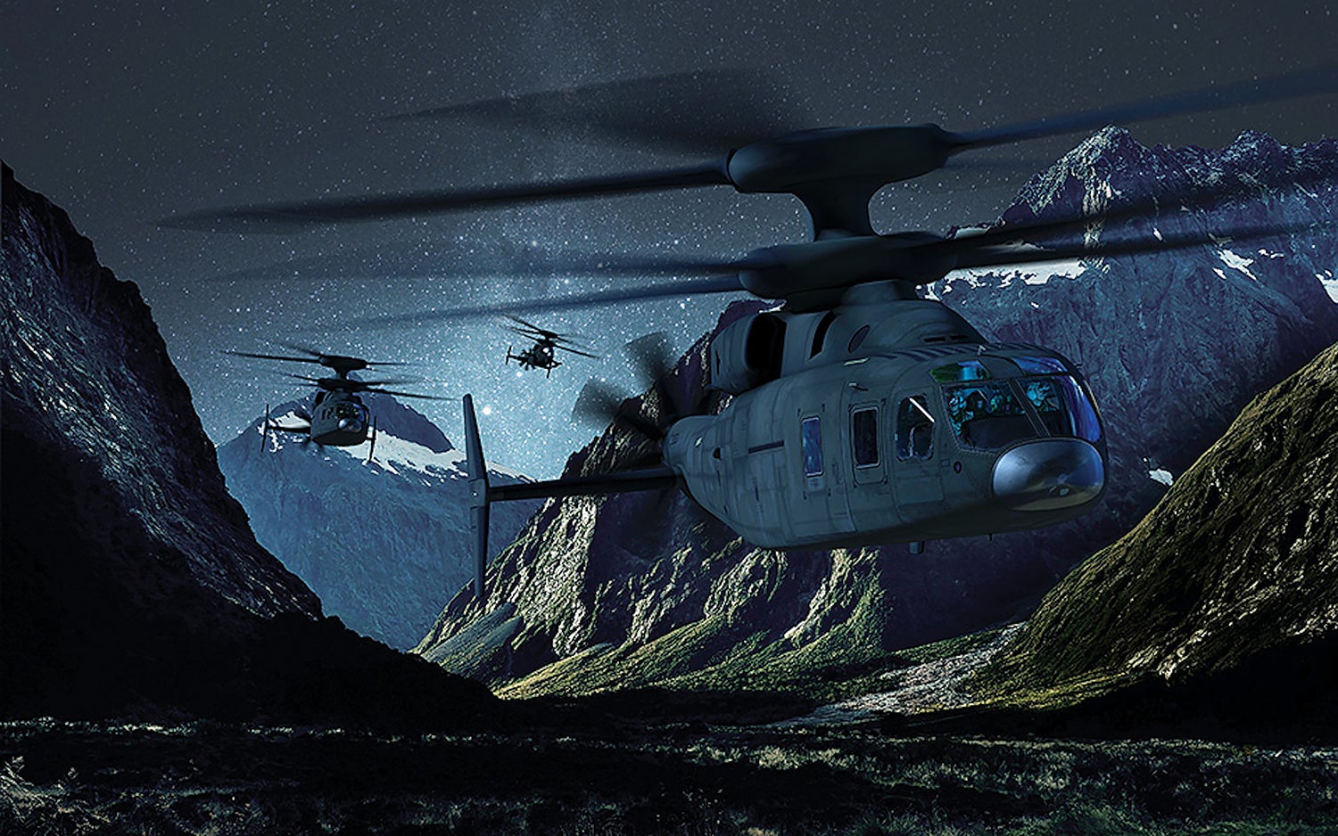 The Sikorsky-Boeing Defiant X is one of two aircraft competing for the Army’s Future Long-Range Assault Aircraft program. (Credit: Boeing Co. Image)