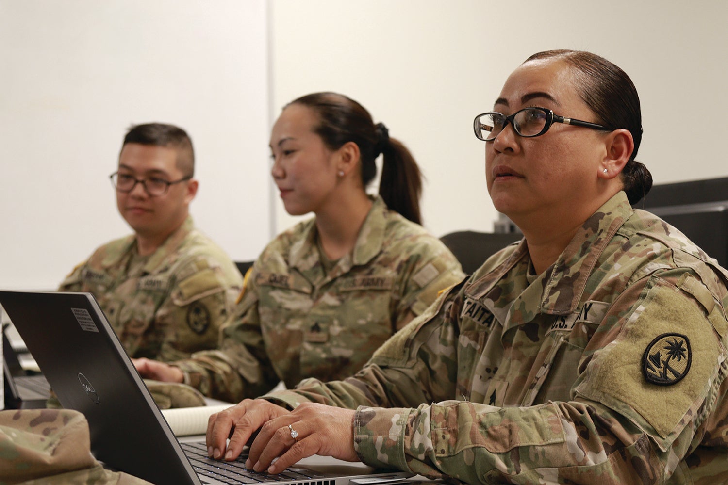 Guam National Guard troops participate in a cyber defense exercise at Camp Robinson, Arkansas. (Credit: U.S. Army/Capt. Clarissa Estrada)
