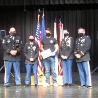 Cadet Tanner Morefield of GRC H.S. receives AUSA Army JROTC award in May of 2021