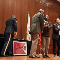 BG Monte Ulis presenting Honor Grad Award to 2LT Anderson