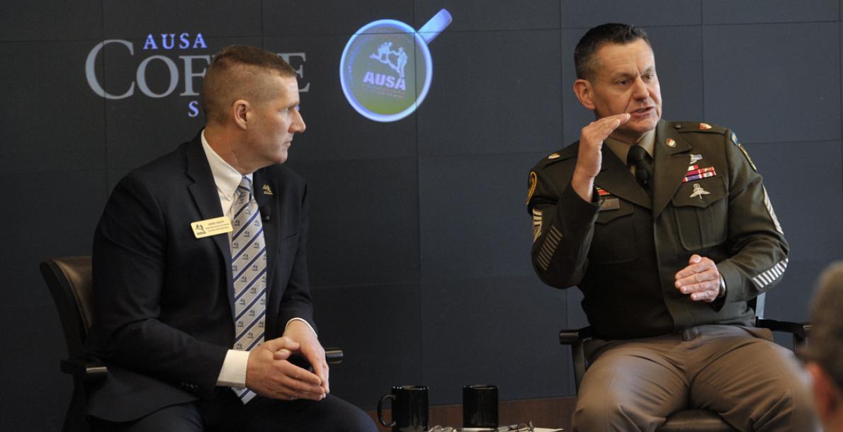 SMA Michael Weimer speaks at AUSA Coffee Series event