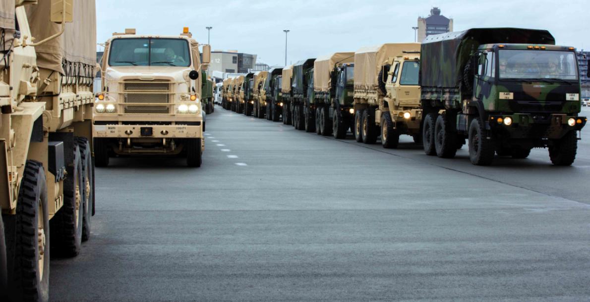trucks lined up as a convoy