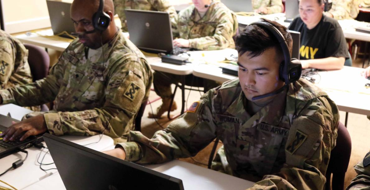 Soldiers on computers