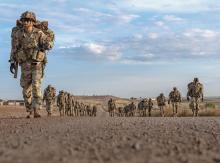Senior leaders from the 4th Infantry Division go on a ruck march during a Division Leader’s Academy at Fort Carson, Colorado.